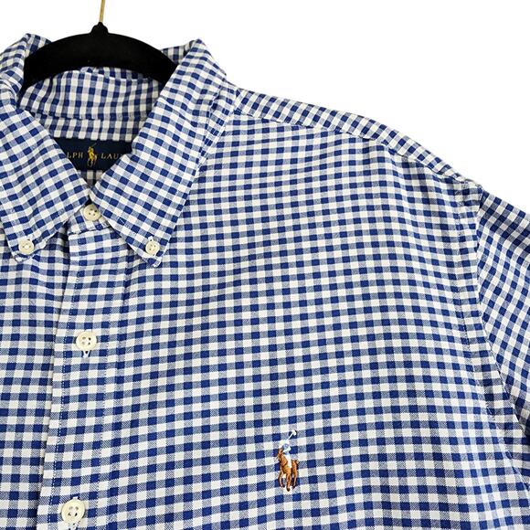 Ralph Lauren Mens Long Sleeve Cotton Oxford Button Down Shirt Size XXL Blue - Picture 4 of 10